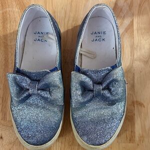 Janie and Jack Glitter Bow Sneakers - Sparkle Blue Size 13